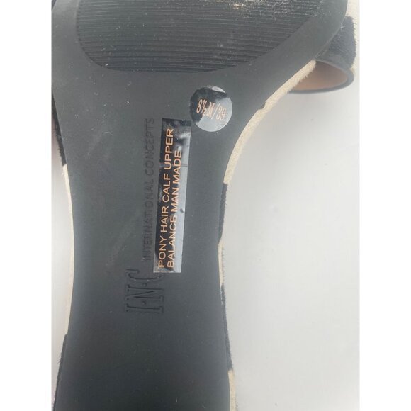 Cow Print Open Toe Block Heel Slide Sandals By INC International Concepts Size 8 - Picture 5 of 10